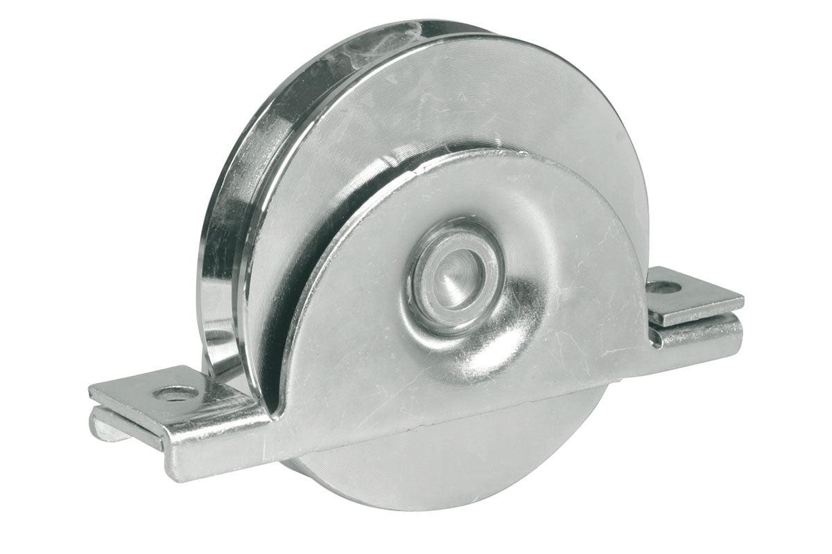 IBFM Art. 393 Ruota con Supporto Interno - 1 Cuscinetto - Gola V In Acciaio Zincato 120mm cod. 393120