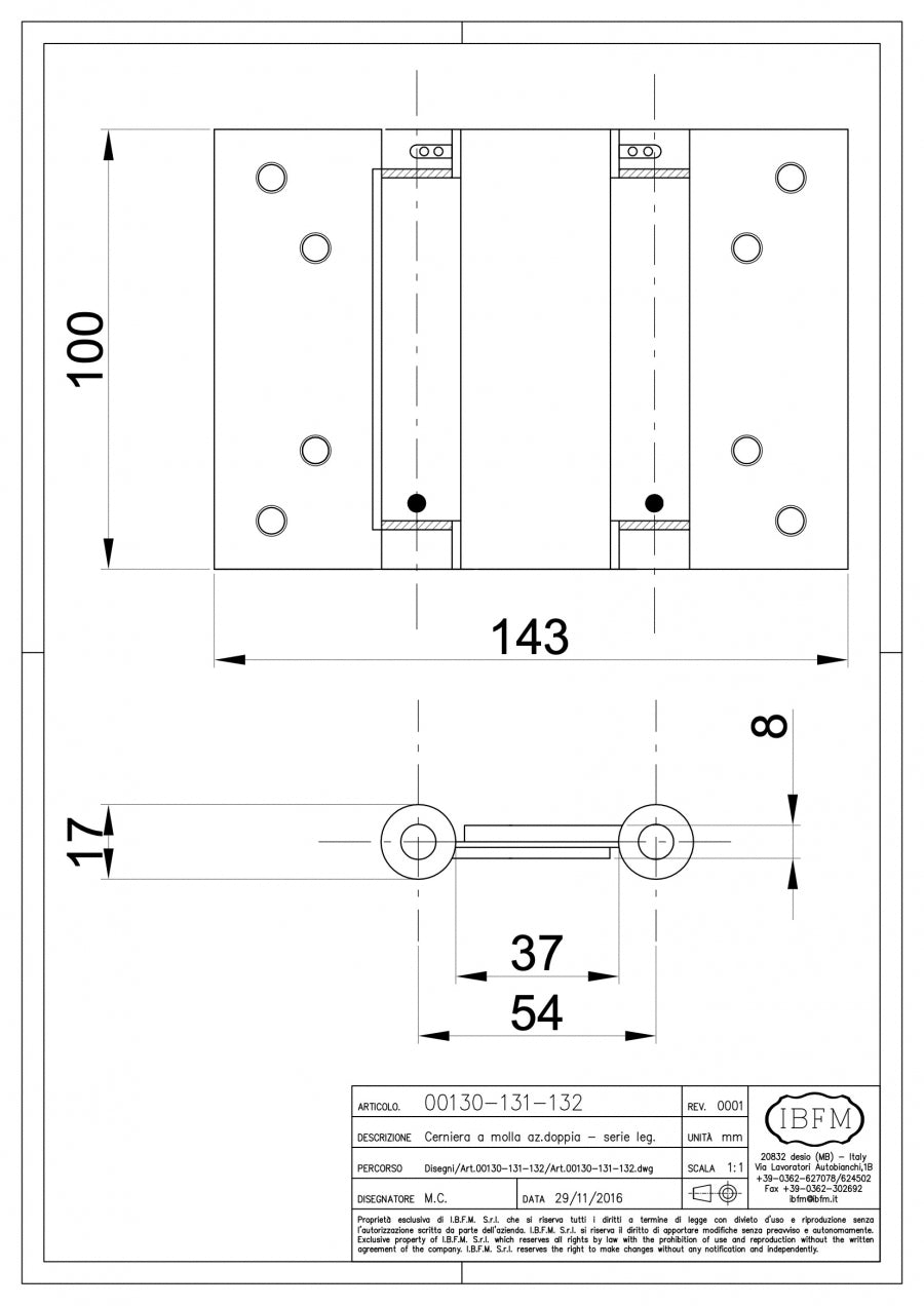 Art. 130-131-132 Cerniera a Molla