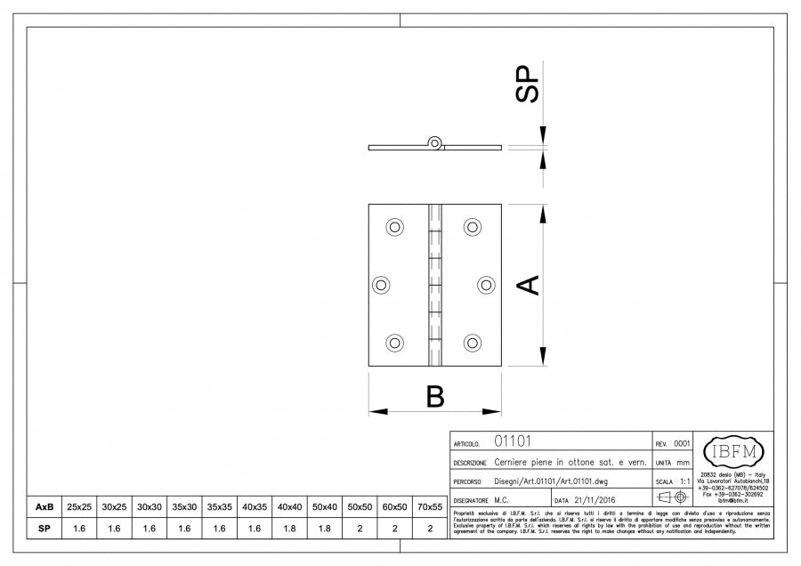 IBFM Art. 1101 Cerniera Piana