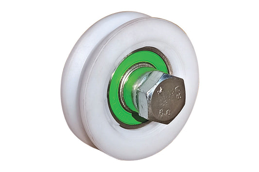 IBFM Art. 360/NY Ruota in Nylon per Cancello con Un Cuscinetto e Gola V Ruota in Nylon, componenti in Acciaio Zincato 100mm cod. 360100NY