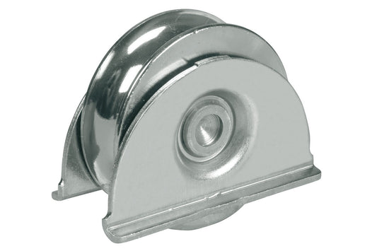 IBFM Art. 387/L Ruota con Piastra - 1 Cuscinetto - Gola Tonda  20 In Acciaio Zincato 120mm cod. 387120L