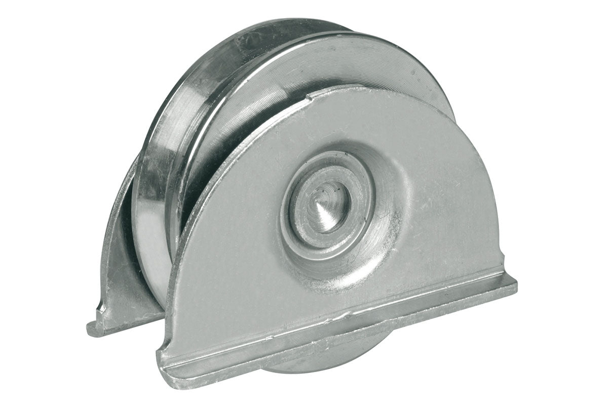IBFM Art. 388 Ruota con Piastra - 1 Cuscinetto - Gola V In Acciaio Zincato 80mm cod. 388080
