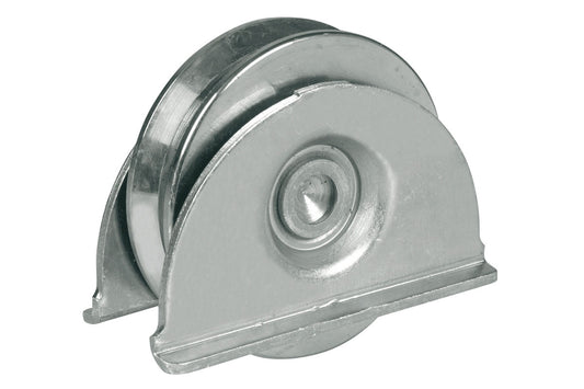 IBFM Art. 388 Ruota con Piastra - 1 Cuscinetto - Gola V In Acciaio Zincato 80mm cod. 388080