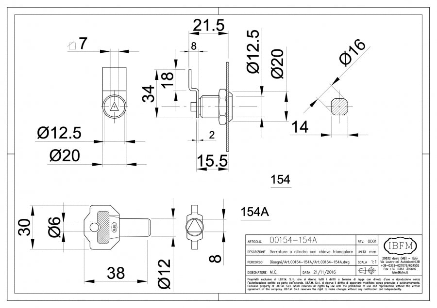 Art. 154/A Chiave Triangolare per Art. 154