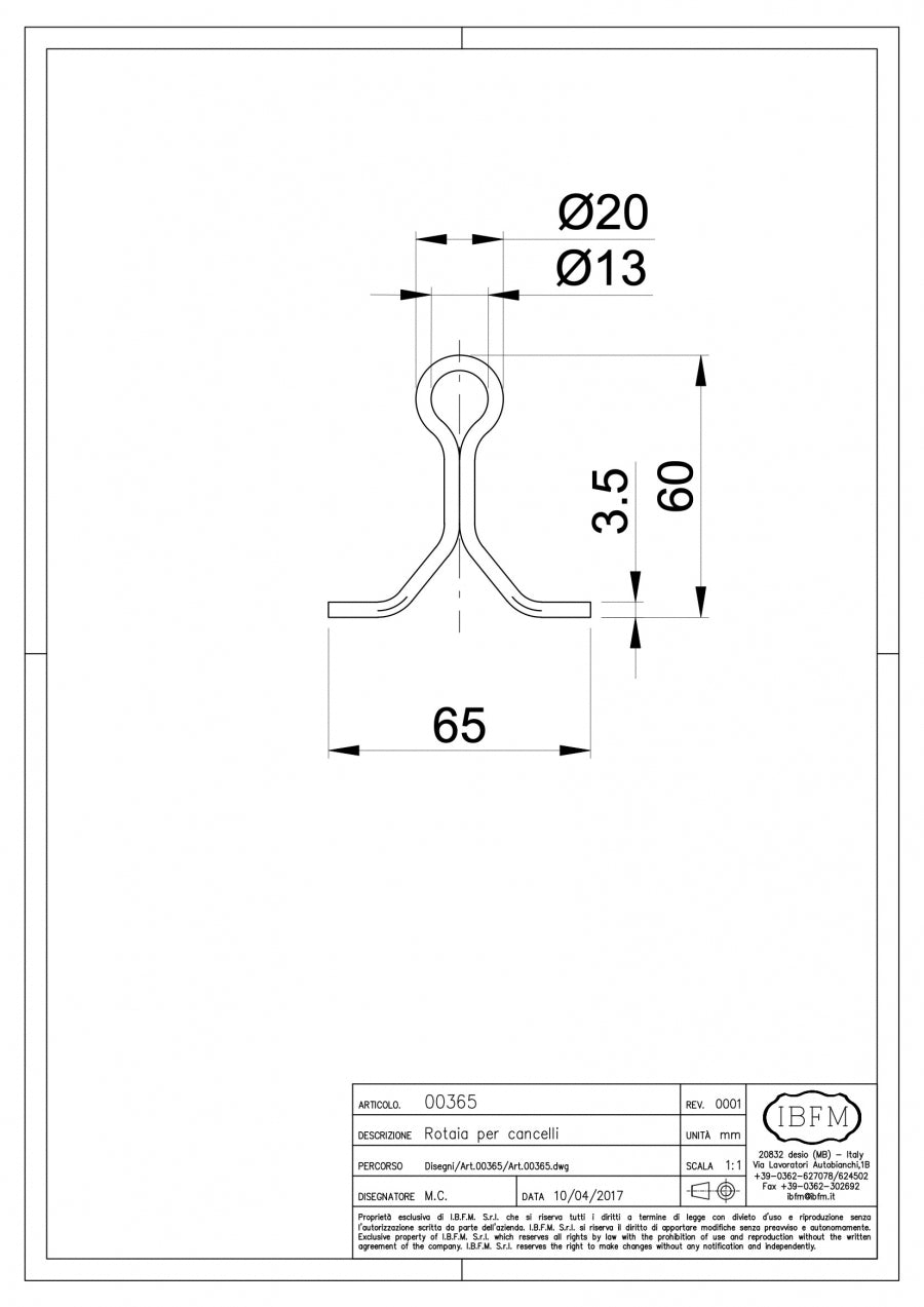 Art. 365 Rotaia per Cancelli