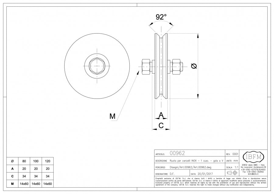 IBFM Art. 962 Ruota per Cancelli