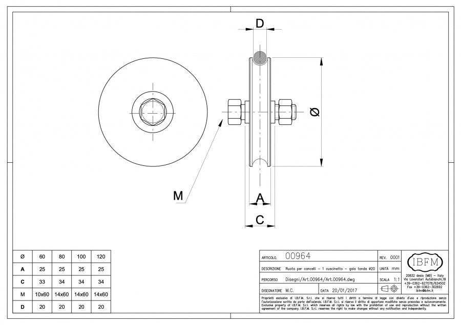 IBFM Art. 964 Ruota per Cancelli
